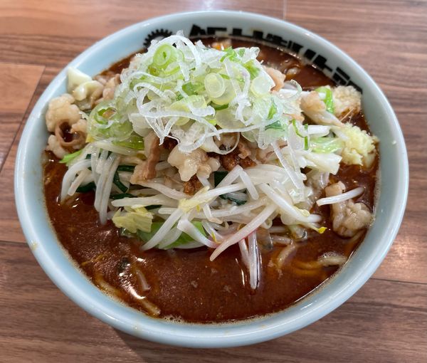 「麻辣味噌タンメン+牛ホル+半ライス」@飯村製作所の写真