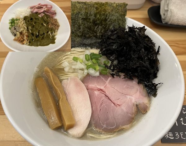 「煮干らーめん(塩) +岩のり +アワビの肝ソース和え玉」@煮干らーめん 川むらの写真