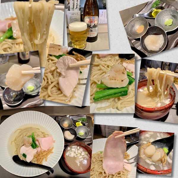 「帆立の昆布水つけ麺（白）1100円＋🍺」@Tokyo Style Noodle ほたて日和の写真