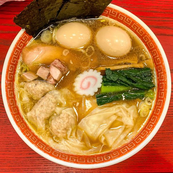 「特製ワンタン麺 ¥1,400 味玉 ¥0（クーポン）」@麺創庵 砂田の写真