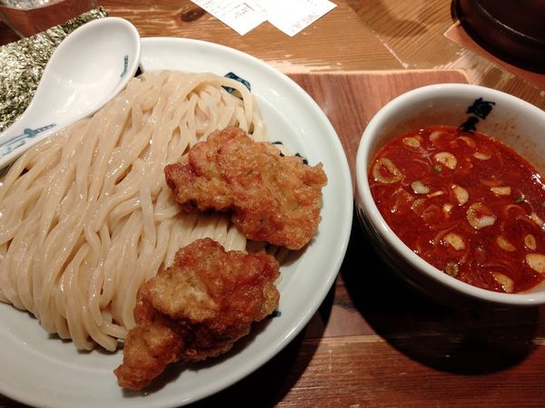 「辛味鶏天つけ麺」@麺屋武蔵 二天 池袋店の写真