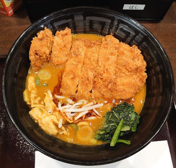 「濃厚カレーラーメン小盛+とんかつ、ほうれん草(1350円)」@CoCo壱番屋 JR川口駅東口店の写真