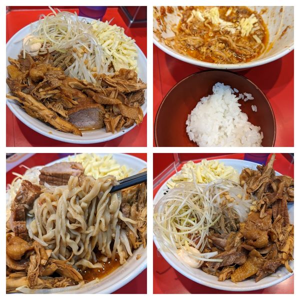 「トマトまぜそば小+チーズ+味ネギ+チーズ追い飯+鶏ほぐしW」@麺屋 桐龍の写真