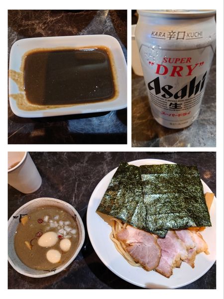 「濃厚煮干しつけ麺 極み+特製＋缶ビール」@中華SOBA にぼ乃詩の写真