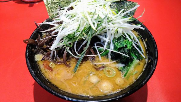 「ラーメン(麺硬め･味濃いめ)+海苔･下仁田葱･キクラゲ」@厚木家の写真