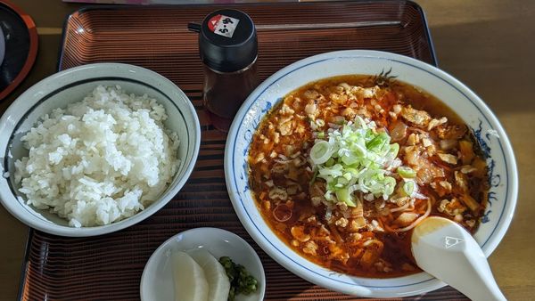 「激辛勝浦タンタンメン＋ライス（700円＋150円）」@ふるさとの写真
