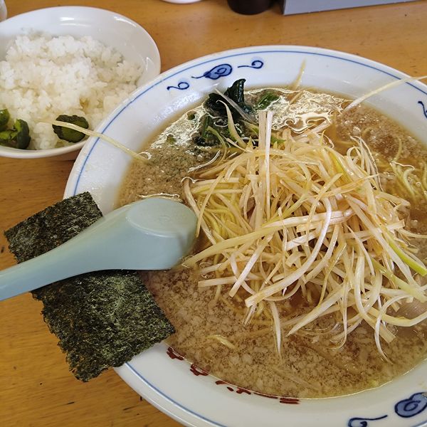 「ネギラーメン800円、半ライス150円」@らーめん点点の写真