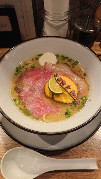 「飛騨牛らーめん+飛騨牛増クリームソース+ 飛騨牛みそリゾット」@海老丸らーめんの写真