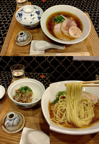 「『醤油(細麺選択)+肉飯(¥850+150)』」@中華蕎麦 麺ノ歌の写真