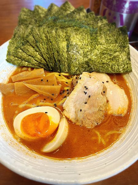 「特鰹豚麺　坦々の素　麺大盛り　海苔増し」@ラーメン サンガの写真