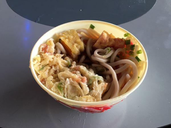「天ぷらうどん」@オートレストラン 鉄剣タローの写真
