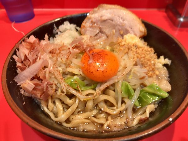 「まぜそば　ミニ（豚1枚）➕たまねぎ」@麺屋 桐龍の写真