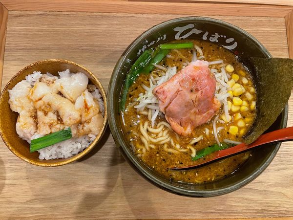 「味噌らーめん、ひばりご飯」@味噌らーめん 柿田川ひばり 恵比寿本店の写真