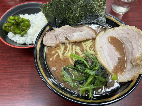 「ラーメン800円＋豚バラ50円(フォロ限定)+ライス(無料)」@麺家 紫極 大泉学園店の写真