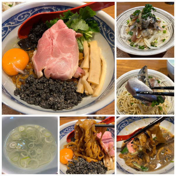 「【限定】ニボたまブラック極太麺 850円 鰯そば 450円」@寿製麺よしかわ 川越店の写真