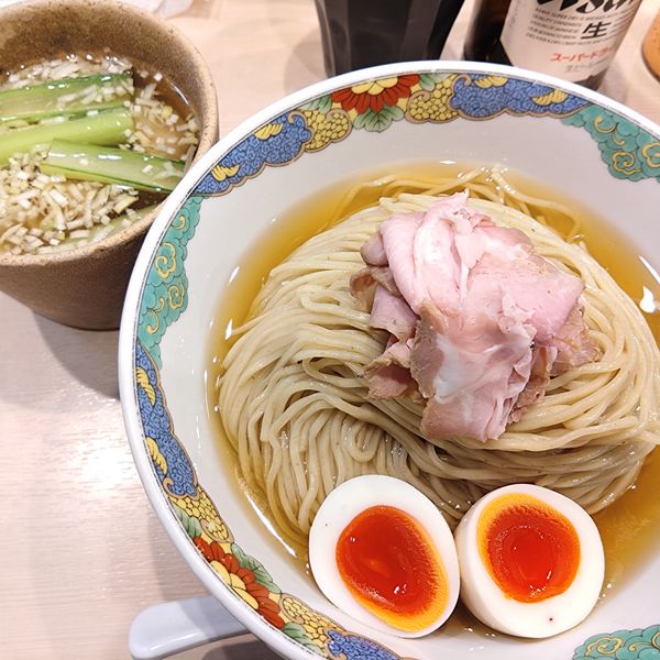 「特製鰹昆布水つけめん1340円、大盛100円、ビール500円」@つけめん金龍の写真