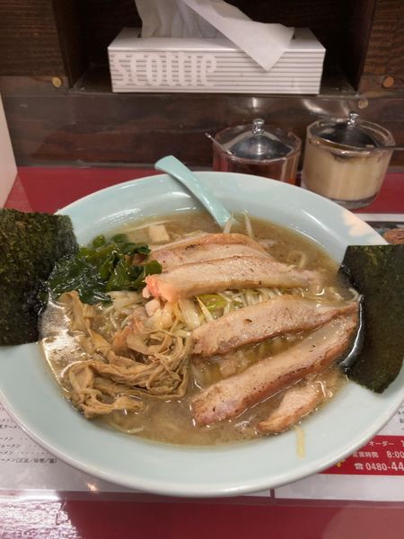 「豚トロチャーシューメン+ネギ和え　1300円」@ラーメンショップ幸手 金田亭の写真