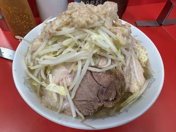 「小(麺少なめ・ニンニク少し・アブラ)」@ラーメン二郎 一橋学園店の写真