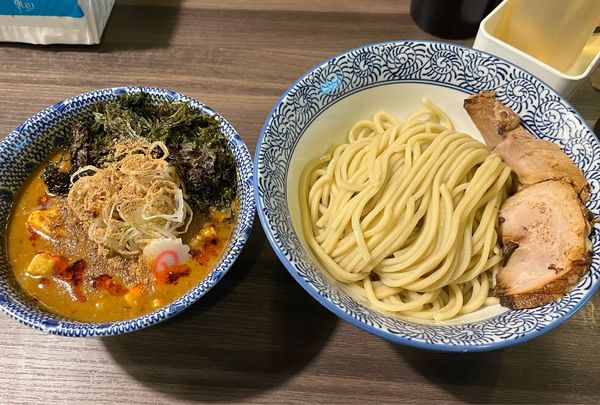 「【限定】麻婆つけ麺 並 シビレマシ +あおさ」@狼煙 〜NOROSHI〜の写真