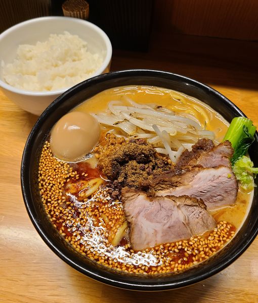 「ちゃーしゅー担々麺+味玉+らいす」@味噌っ子 ふっくの写真