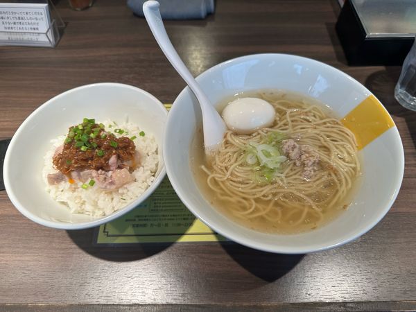 「かけらー麺定食+味玉」@塩生姜らー麺専門店MANNISHの写真