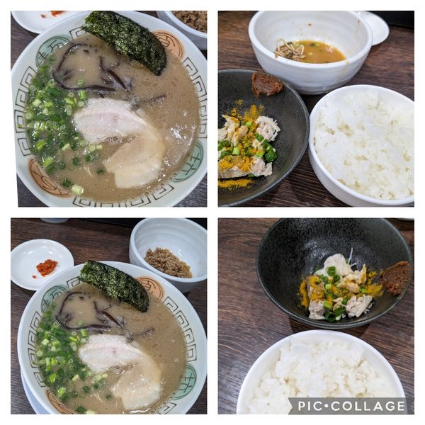「豚骨らーめん＋魚の辛そぼろ＋カレーご飯＋替玉×2」@博多長浜らーめん 楓神の写真