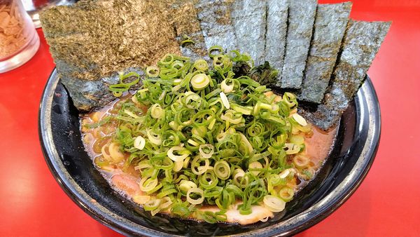 「ラーメン(中･味濃いめ･麺硬め)+海苔･九条ねぎ」@環2家の写真