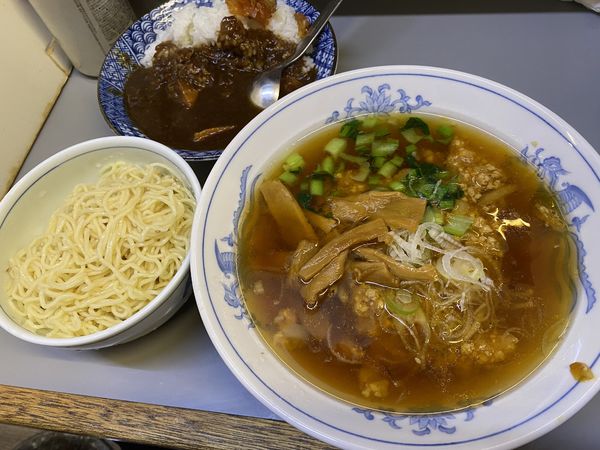 「辛味つけ麺＋半カレー」@七面の写真