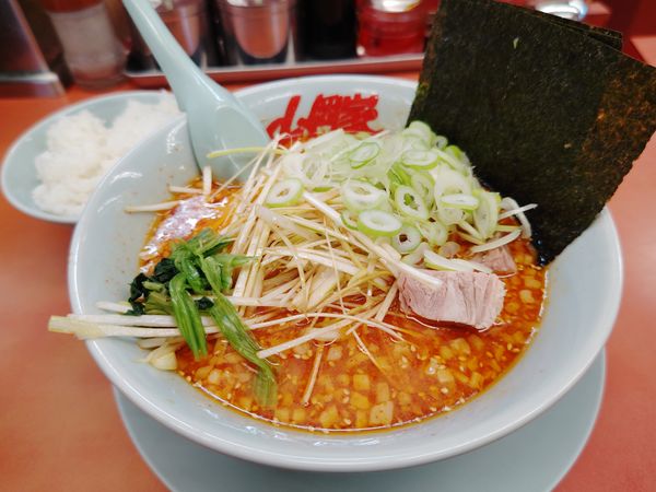 「辛味噌ネギラーメン激辛930円半ライス130円」@ラーメン山岡家 大口店の写真
