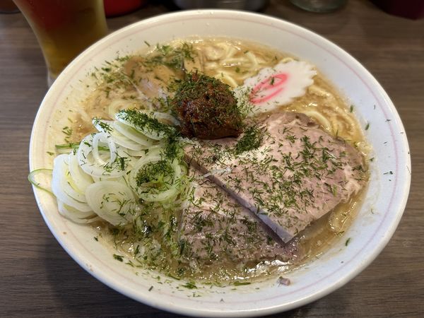 「【限定】山形辛味噌らーめん800円+ビール」@INOSHOWの写真