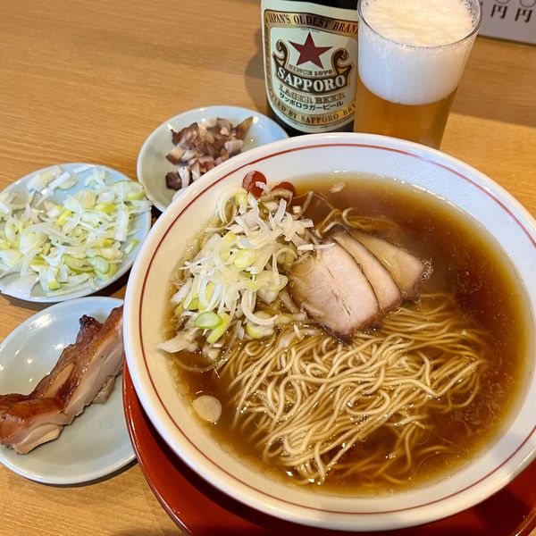 「中華そば＋ねぎ＋叉焼（鳥）＋赤星」@中華そば はし本の写真