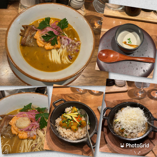「【限定】THE フレンチらーめん🇫🇷＋ベイビーホタテのリゾット」@海老丸らーめんの写真