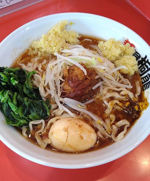 「らーめん小+生姜W､ほうれん草､アレ=カレー粉」@麺屋 桐龍 久喜店の写真