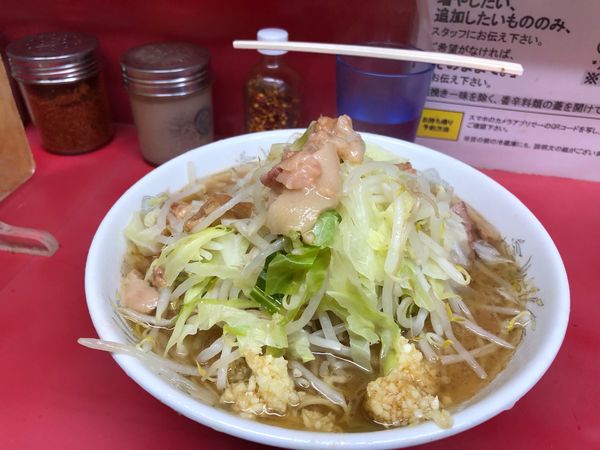 「ラーメン@750　豚2・野菜・ニンニク・アブラ」@ラーメン二郎 環七一之江店の写真