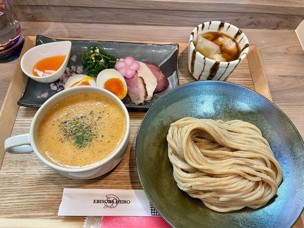「海老とトマトの特製濃厚つけそば+チーズリゾット」@えびそば 緋彩の写真
