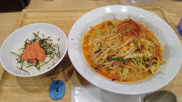 「紅ちゃんぽんAセット(明太ごはん)¥1090-」@じげもんちゃんぽん 秋葉原店の写真