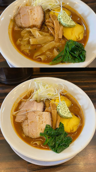 「[限定] 洋風エビ味噌らーめん ¥1400」@稲荷屋の写真