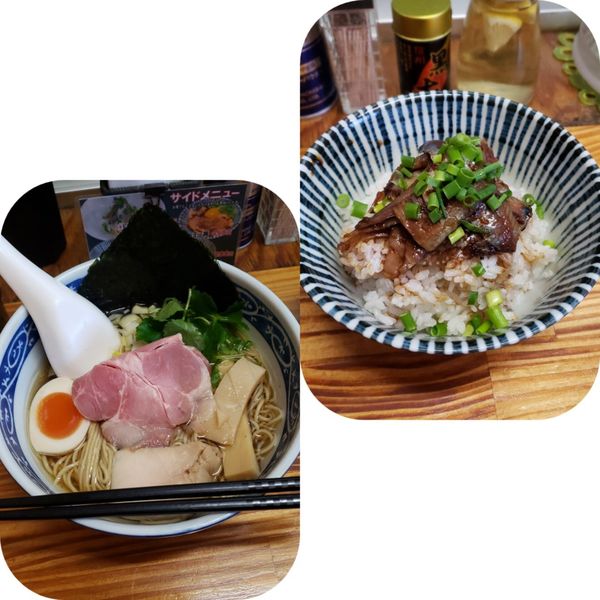 「煮干しそば白醤油とイワシ丼」@中華そば よしかわの写真