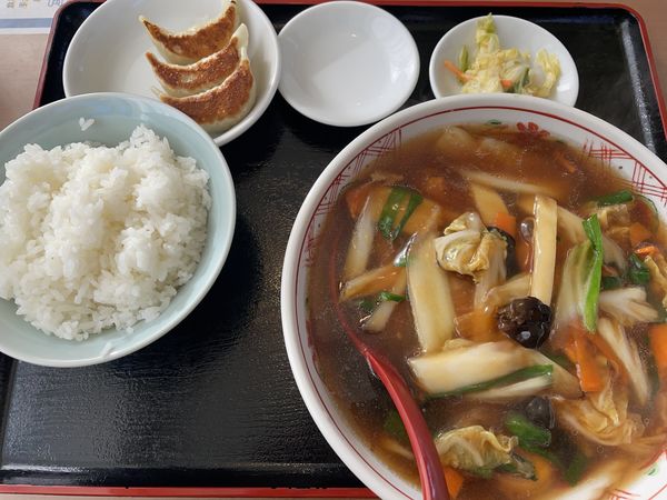 「広東めん・半ギョーザ・ライス」@ラーメン永華の写真