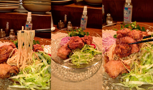 「『油淋鶏ひやちゅう+パクチー(¥1000+100)』」@冷やし中華専門店 HiyaChuの写真