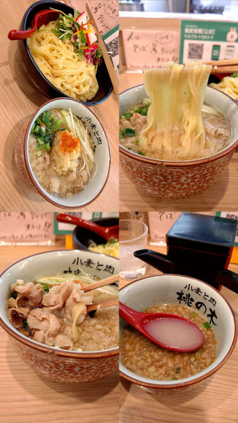 「『背脂生姜醤油つけめん+大盛(¥1050+150)』」@小麦と肉 桃の木の写真