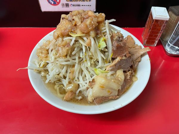 「ラーメン　野菜　アブラ　にんにく」@ラーメンハイキックの写真
