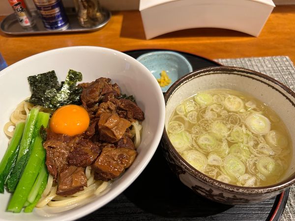 「【限定10食】貝出汁と牛のつけそば950円」@貝出汁 まぜそば 虎巴徠の写真