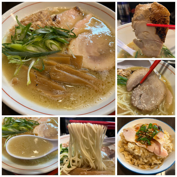 「【限定】鶏白湯中華そば 900円 鶏飯250円」@まるふじ食堂の写真