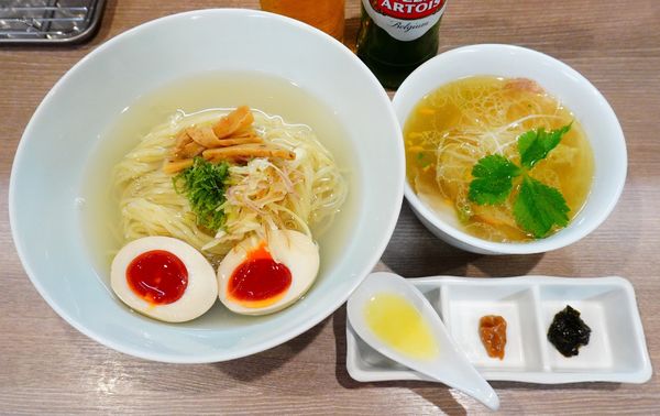 「特製蜆昆布水つけ麺（塩）＋店主気まぐれビール」@中華そば 和渦 TOKYOの写真