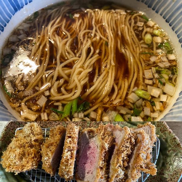 「素ラーメンとヒレカツセット（1700円）」@麺割烹 亀壱の写真