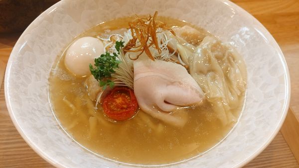 「特製塩そば　手揉み麺(太麺)」@小麦そば 池の写真