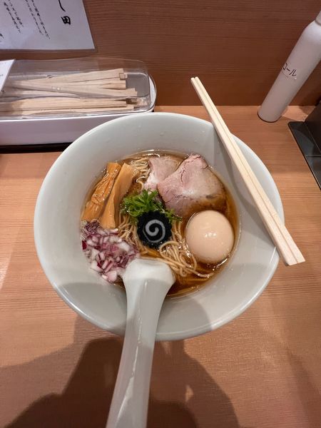 「炭火焼味玉鯵煮干1000円」@らぁ麺 はやし田 武蔵小杉店の写真