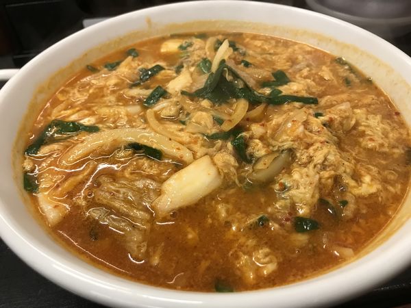 「チゲ味噌ラーメン餃子セット」@熱烈中華食堂 日高屋 川口駅西口店の写真