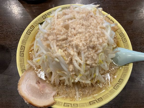「もやし麺(細麺)　ニンニクトッピング・麺硬・背脂多め　1000円」@江川亭 南多摩店の写真